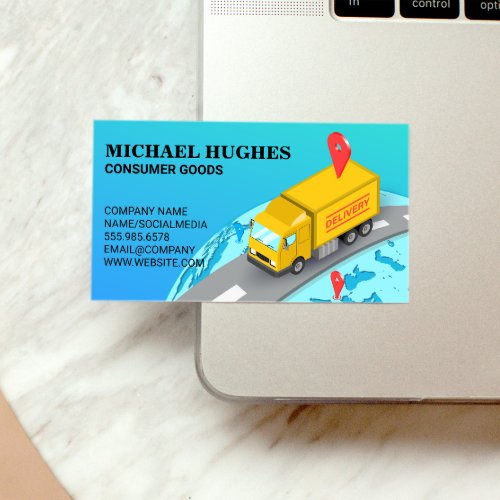 Logistics  Delivery Truck World Wide Business Card