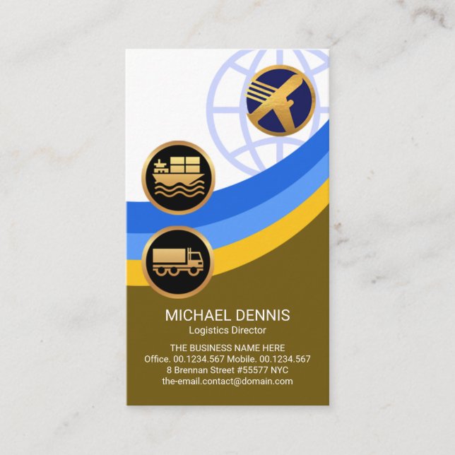 Logistics Global Layers Supply Chain Management Business Card (Front)