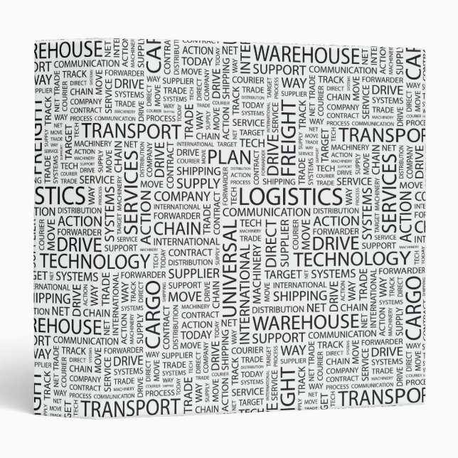 LOGISTICS pattern with words 3 Ring Binder (Front/Spine)