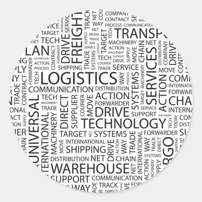 LOGISTICS pattern with words Classic Round Sticker (Front)