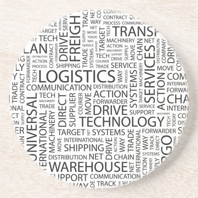 LOGISTICS pattern with words Coaster (Front)