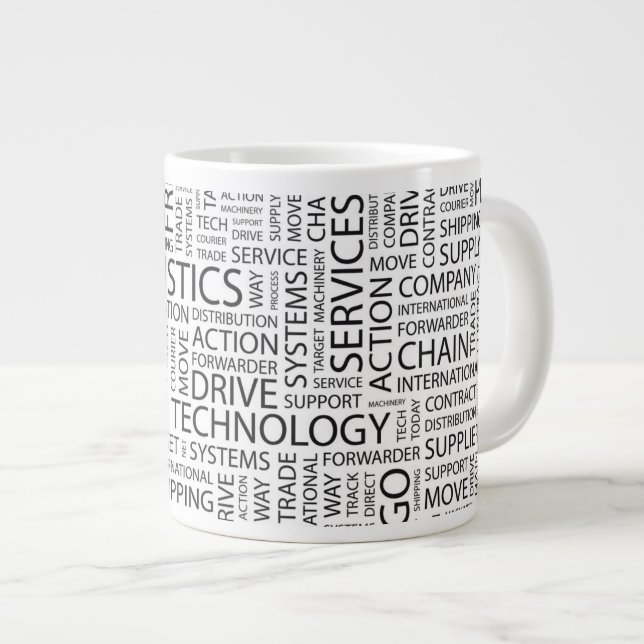 LOGISTICS pattern with words Large Coffee Mug (Front Right)
