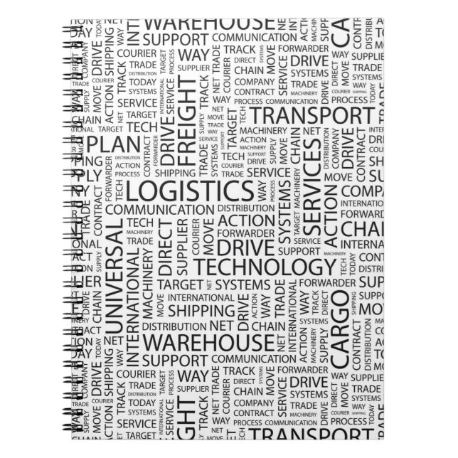 LOGISTICS pattern with words Notebook (Front)