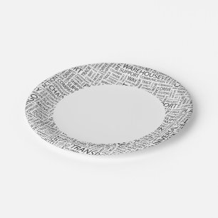 LOGISTICS pattern with words Paper Plates