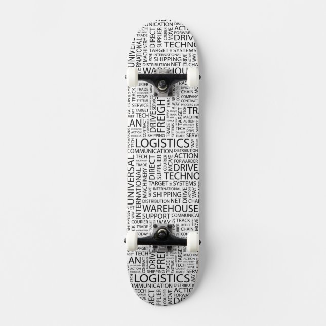 LOGISTICS pattern with words Skateboard Deck (Front)