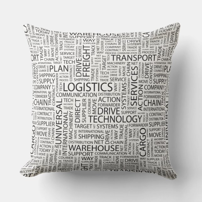 LOGISTICS pattern with words Throw Pillow (Front)