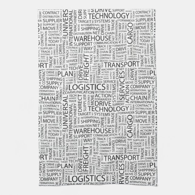LOGISTICS pattern with words Towel (Vertical)