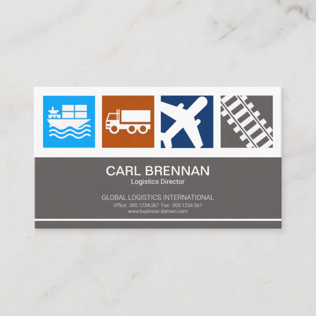 Logistics Transportation Icons Distribution Business Card | Zazzle