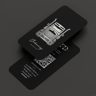 Logistics Truck Driver Elegant Black Silver Business Card