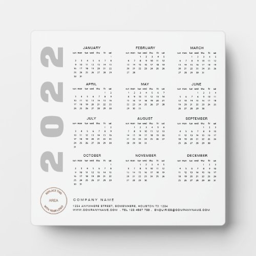 Logo 2022 Calendar Company Client Promotional Plaque