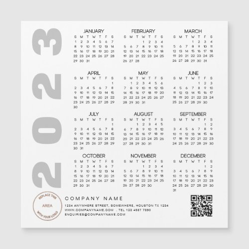 Logo 2023 Calendar QR Code Company Giveaway White