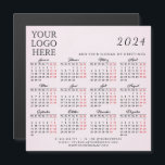 Logo 2024 Business Calendar Magnet German Pink<br><div class="desc">This simple square business 2024 magnetic calendar with months and days in German is a template to place your logo, add company contacts, slogan or another text. Months are in script font, Saturdays and Sundays are in red to plan and discuss working days with ease. It's a practical gift idea...</div>