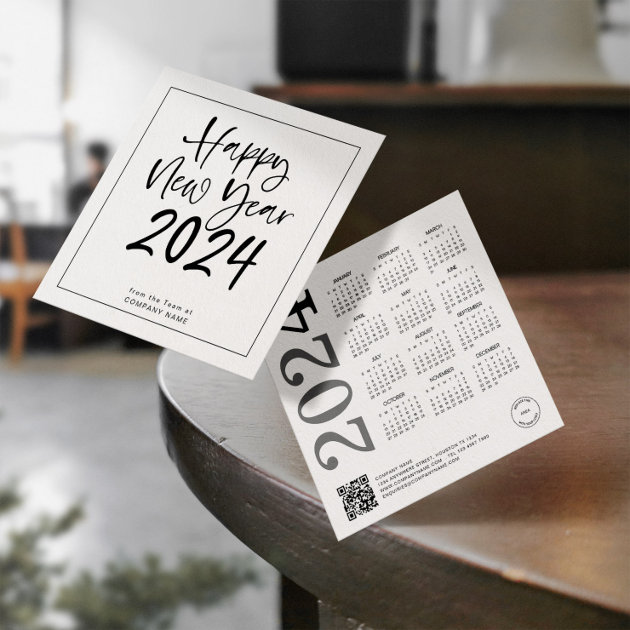 Logo 2024 Calendar QR Code Company New Year Holiday Card Zazzle   Logo 2024 Calendar Qr Code Company New Year Holiday Card R 8y7uaj 630 