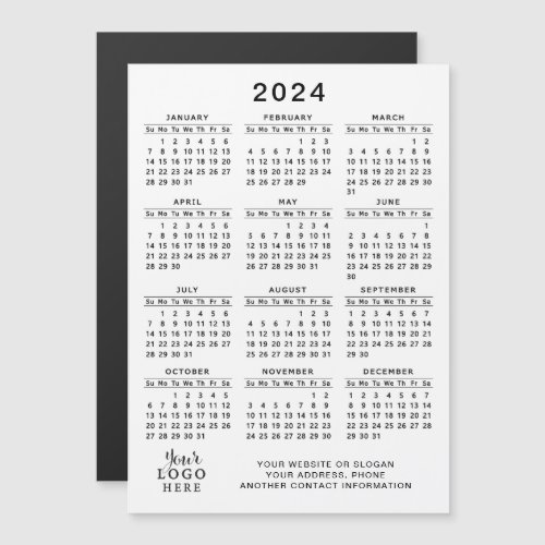 Logo 2024 Magnetic Calendar Promotion White Black