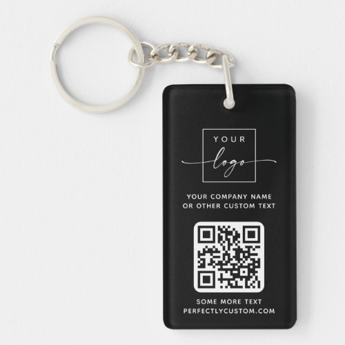 Logo 3 QR codes custom text black or any color Keychain