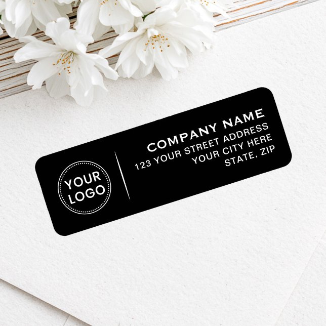 Logo 4 lines of text black business return address label (Logo 4 lines of text black business return address label)