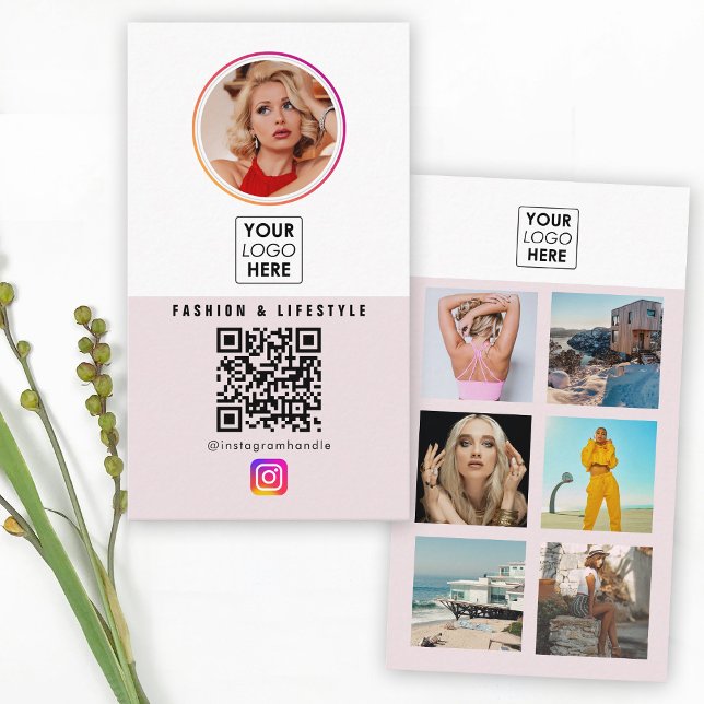 Logo 6 Photo Feed Grid Social Media QR Code Business Card (Logo 6 Photo Feed Grid Social Media QR Code Business Card)