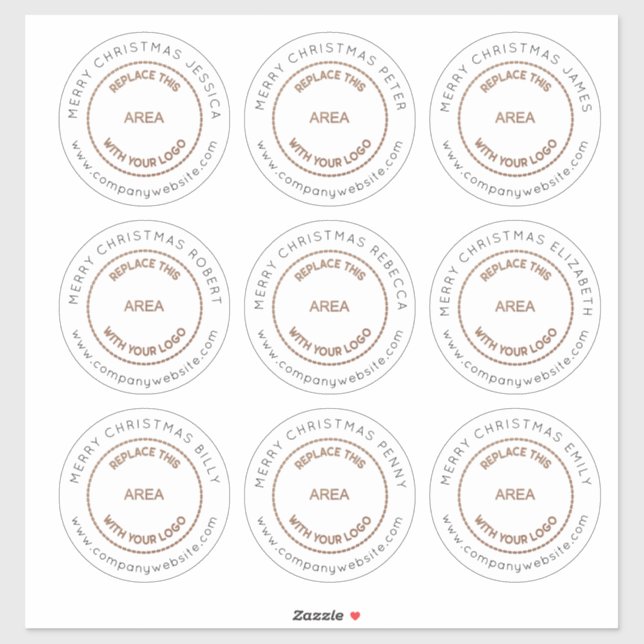 Logo 9 Large Individual Name Merry Christmas Sticker (Sheet)