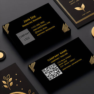 logo advanced qr code website gold Front And Back Business Card