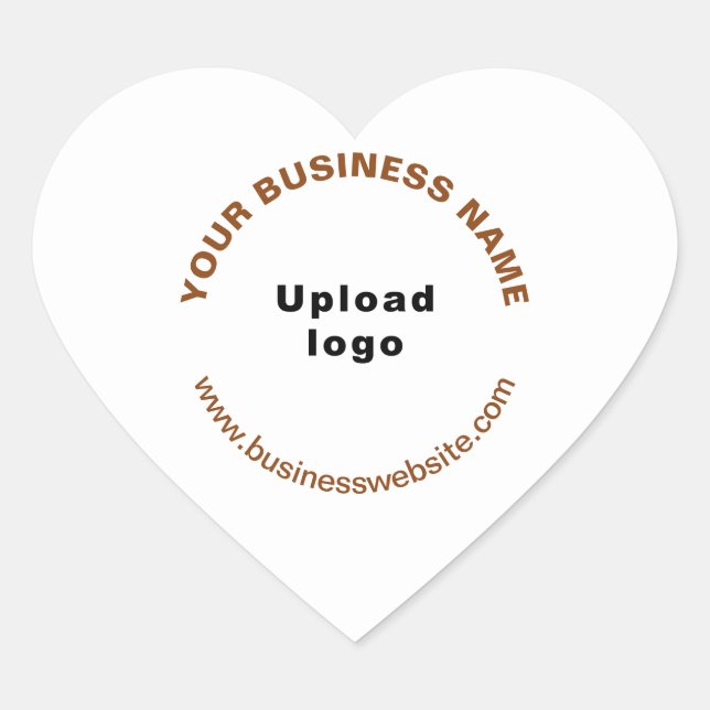 Logo and Brown Business Name and Website on Heart Sticker (Front)