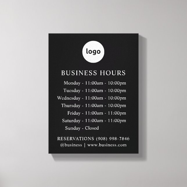 LOGO and Business Hours | Stretched Canvas (Front)
