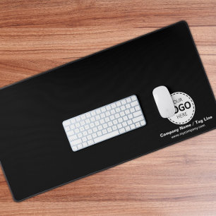 Logo and Company Details Custom Black Desk Mat