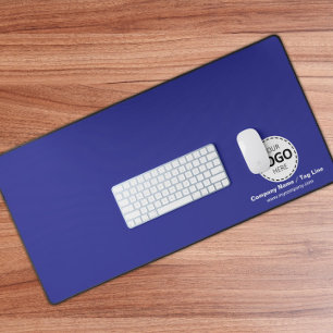 Logo and Company Details Custom Blue Desk Mat