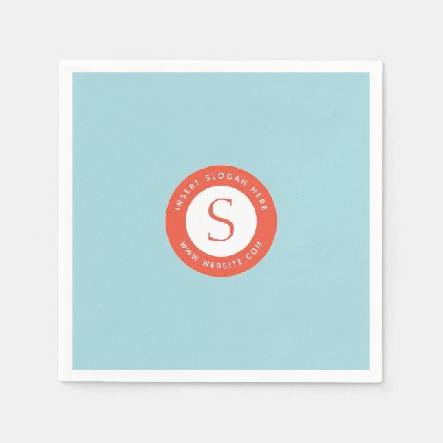 Logo and Company Soft Cyan Bright red Napkins (Front)