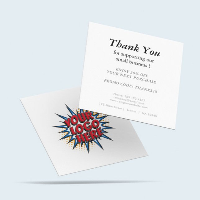 Logo and Custom Discount Code Simple Square Business Card (Creator Uploaded)