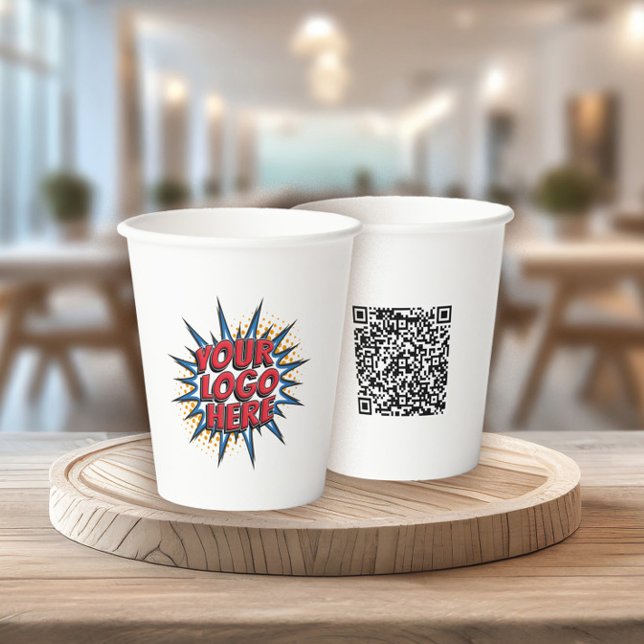 Logo and QR Code Buisness Marketing White Paper Cups (Creator Uploaded)