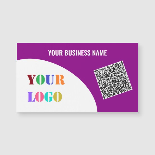 Logo and QR Code Magnetic Business Card Template (Front)