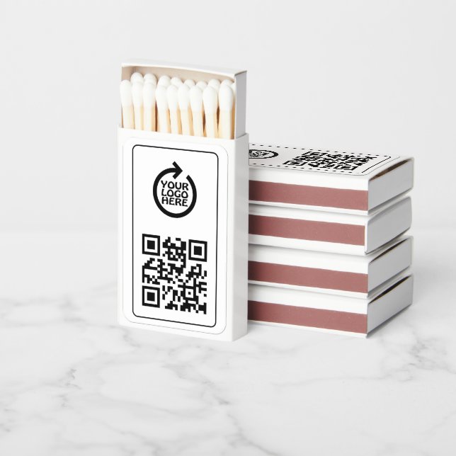 Logo and QR Code Personalized Business Matchboxes (Stacked)