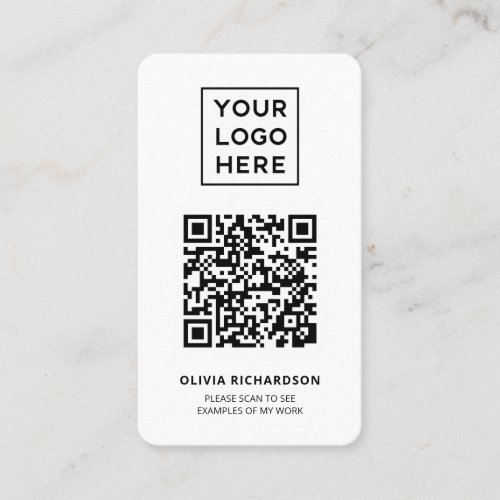 Logo and QR Code  Simple Black and White Business Card