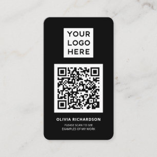 Logo and QR Code Simple Professional Black Business Card