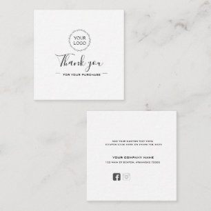 Logo and social media elegant script thank you note card