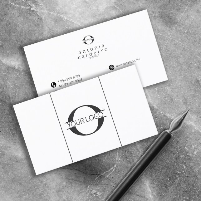 Logo and Social Media Icons Blk/White Hor ID810 Business Card (Creator Uploaded)