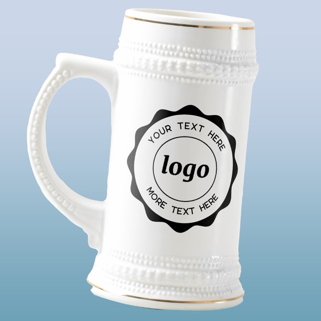 Logo and Text Business Promotional Branding Beer Stein (Logo with custom text business branding promotional beer stein)