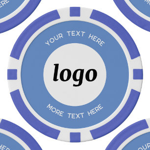 Logo and Text Business Promotional Sky Blue Poker Chips