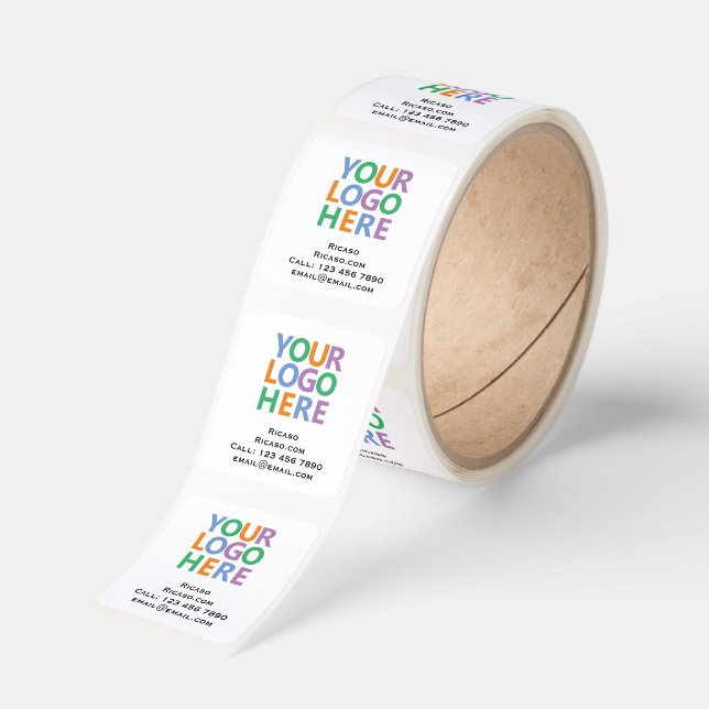 Logo and Text Custom Personalized Square Sticker (Roll)