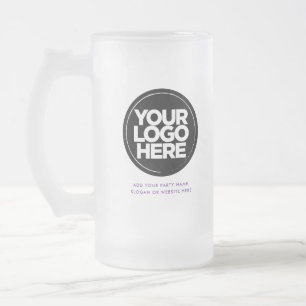 Logo and Text Frosted Glass Beer Mug