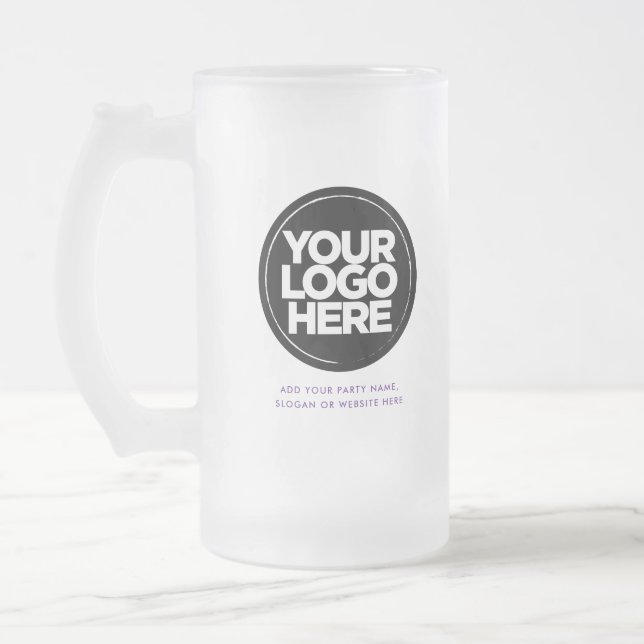Logo and Text Frosted Glass Beer Mug (Left)