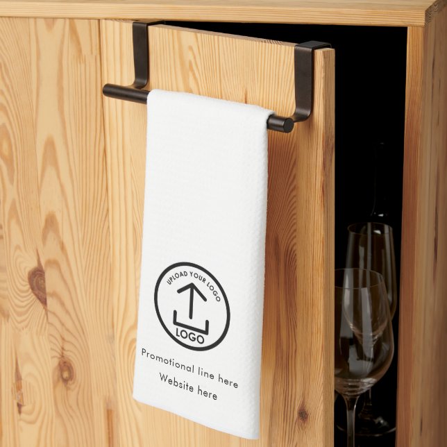 Logo and Text Promotional Business Branding White Kitchen Towel (Thirds Fold)