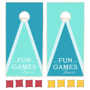 Logo Aqua Blue Triangle Company Business Branded Cornhole Set
