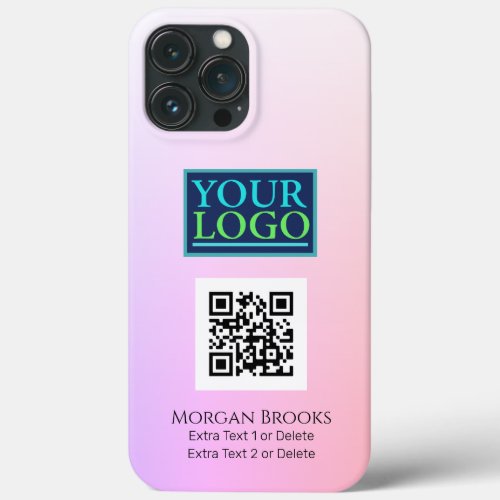 LogoArtPhoto QR Code Name Gradient Purple Peach iPhone 13 Pro Max Case