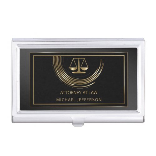 Logo Attorney at Law _ Black and Gold Business Card Case