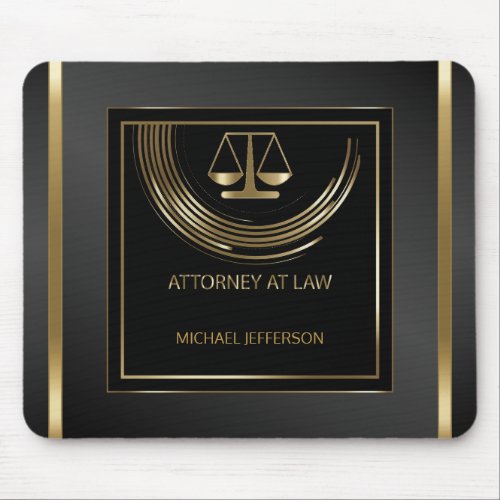 Logo Attorney at Law _ Black and Gold Mouse Pad