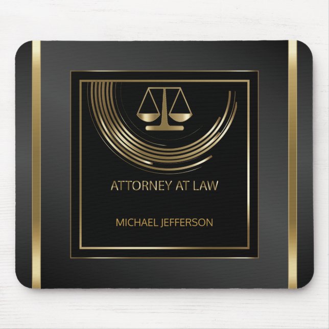 Logo Attorney at Law - Black and Gold Mouse Pad (Front)