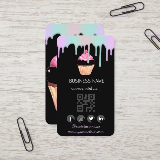 Logo Bakery  -Social Media QR Code  Business Card (Front/Back In Situ)