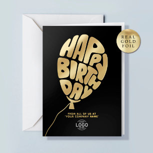 Logo Balloon Black Corporate Foil Birthday Card