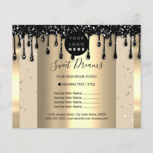 Logo Beauty Makeup Nails Price List Black Drips Flyer